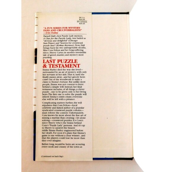 Puzzle Lady Mystery Series Last Puzzle and Testament by Parnell Hall 2000 HBDJ - Picture 3 of 4